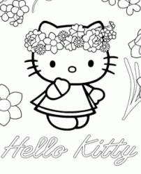 Hello Kitty con la corona di fiori in testa