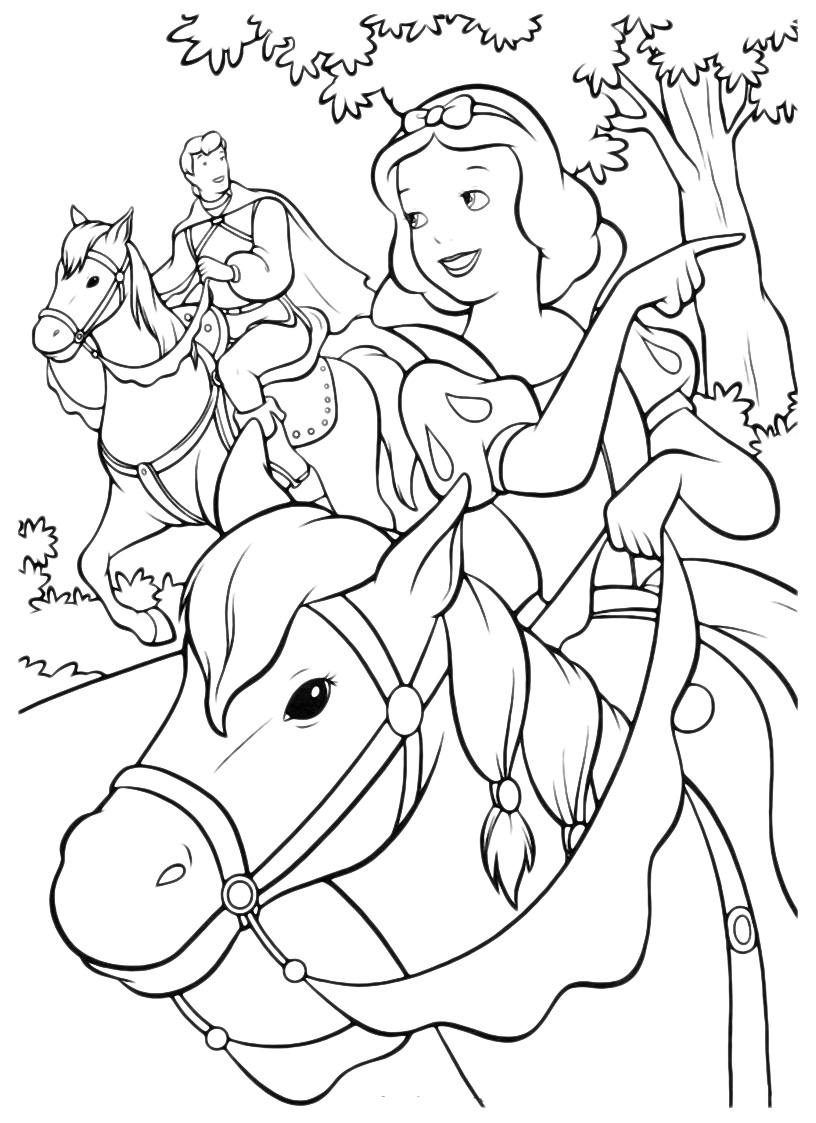 Biancaneve a cavallo con il principe