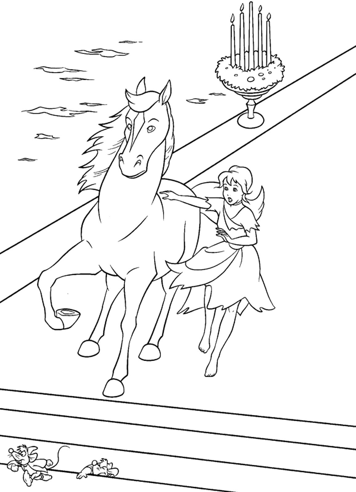 Cenerentola - Cenerentola ferma il cavallo mentre Giac e Gas scappano