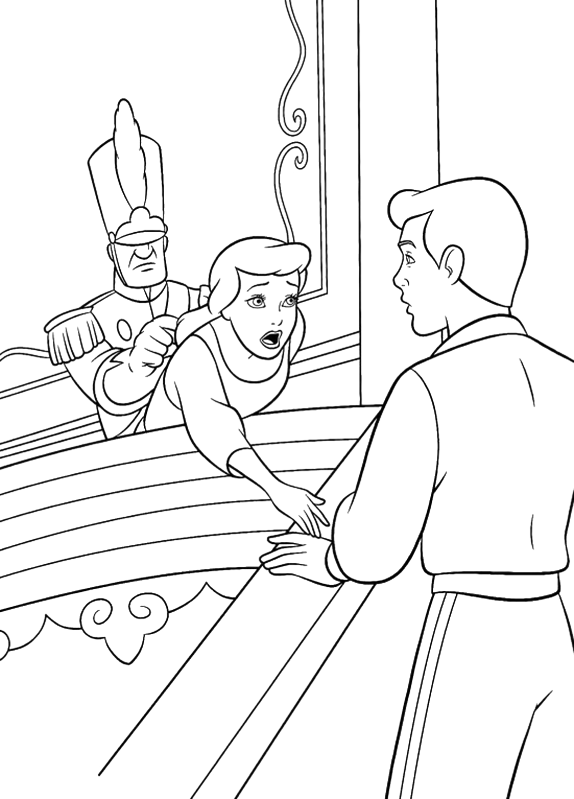 Cenerentola - Una guardia cerca di allontanare Cenerentola dal Principe