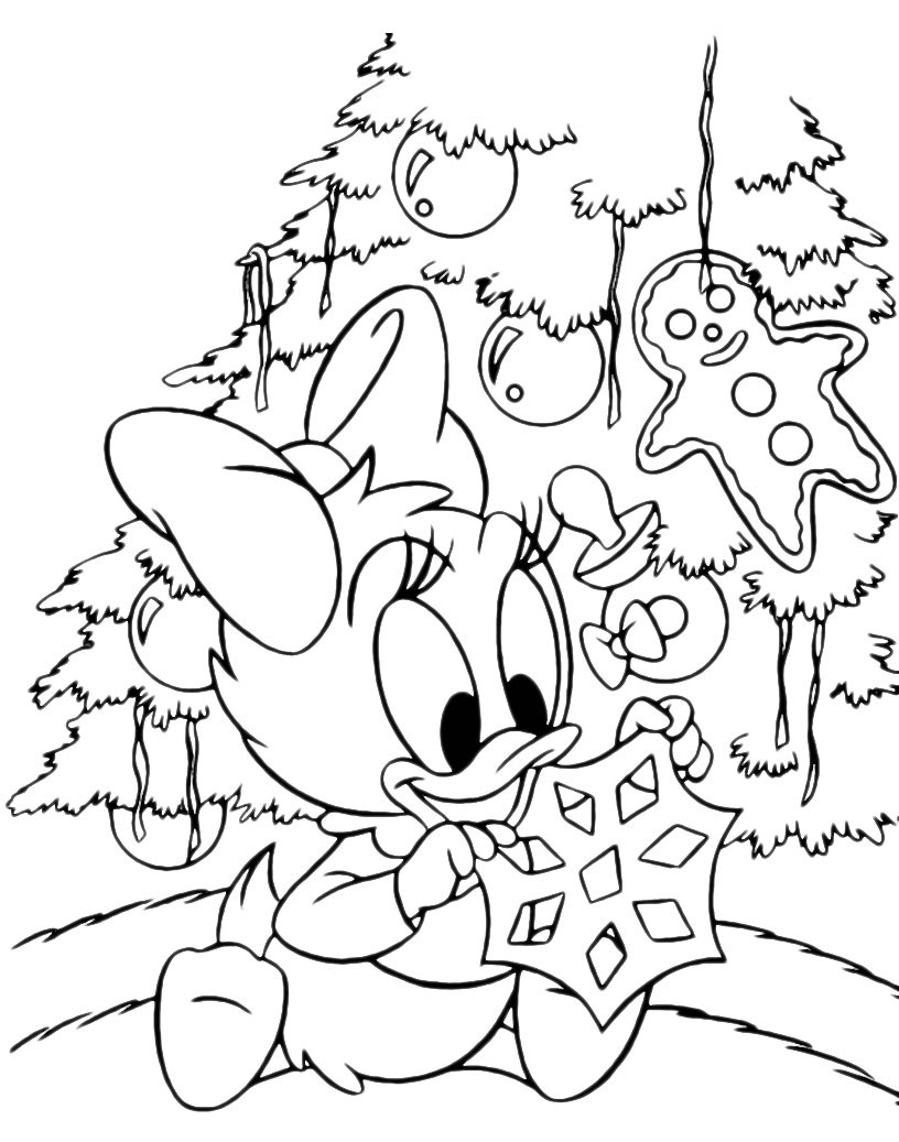 Disney Classici da colorare Paperina da piccola addobba l albero di Natale