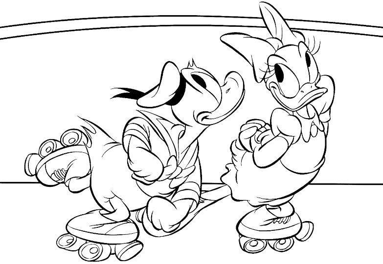 Disney Classici Paperino E Paperina Pattinano Assieme