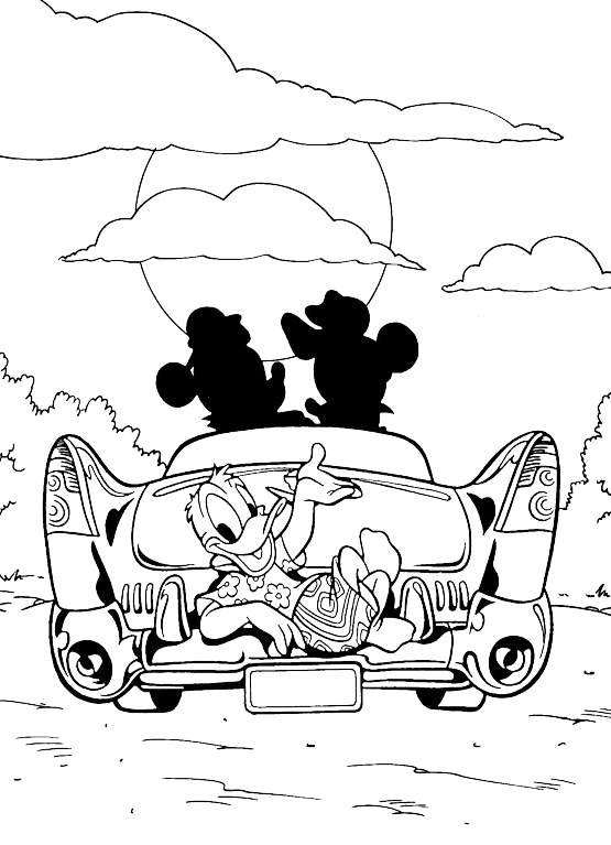Disney Classici - Paperino sdraiato sulla macchina
