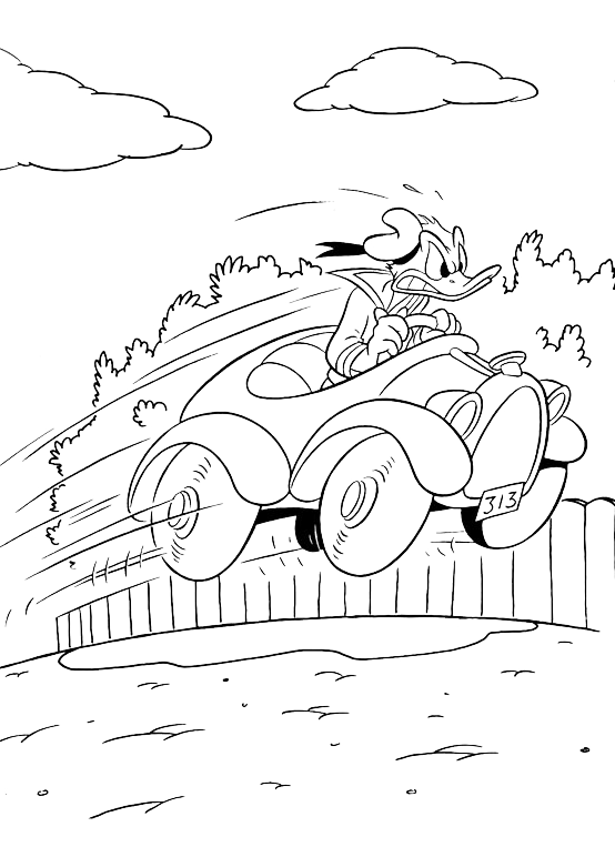Disney Classici - Paperino sta andando a tutta velocità con la macchina