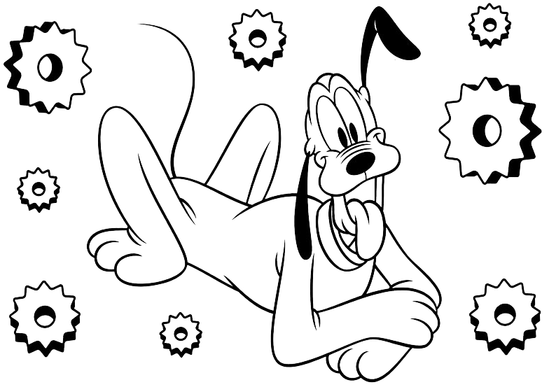 Disney Classici - Pluto sdraiato tiene un orecchio alzato