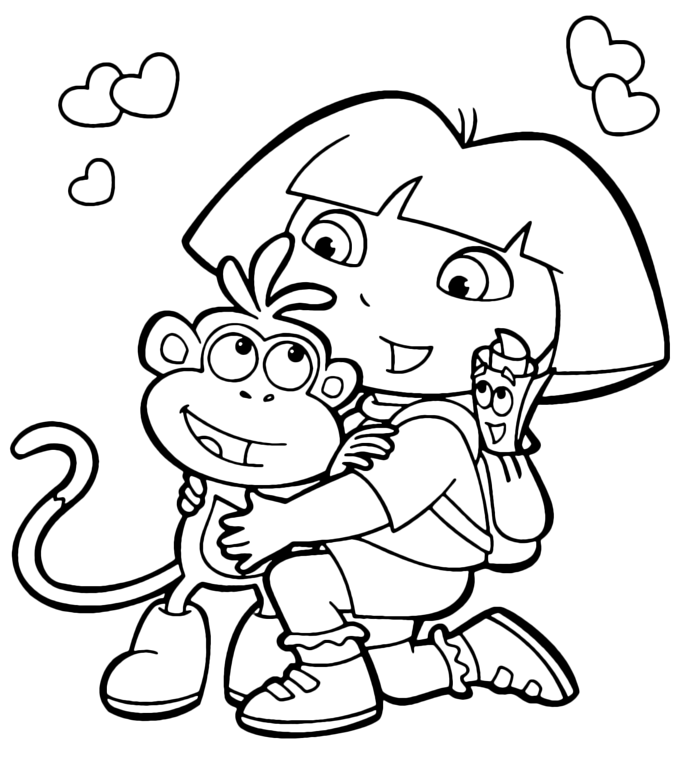 Dora l'esploratrice - Dora abbraccia la sua amica scimmietta Boots