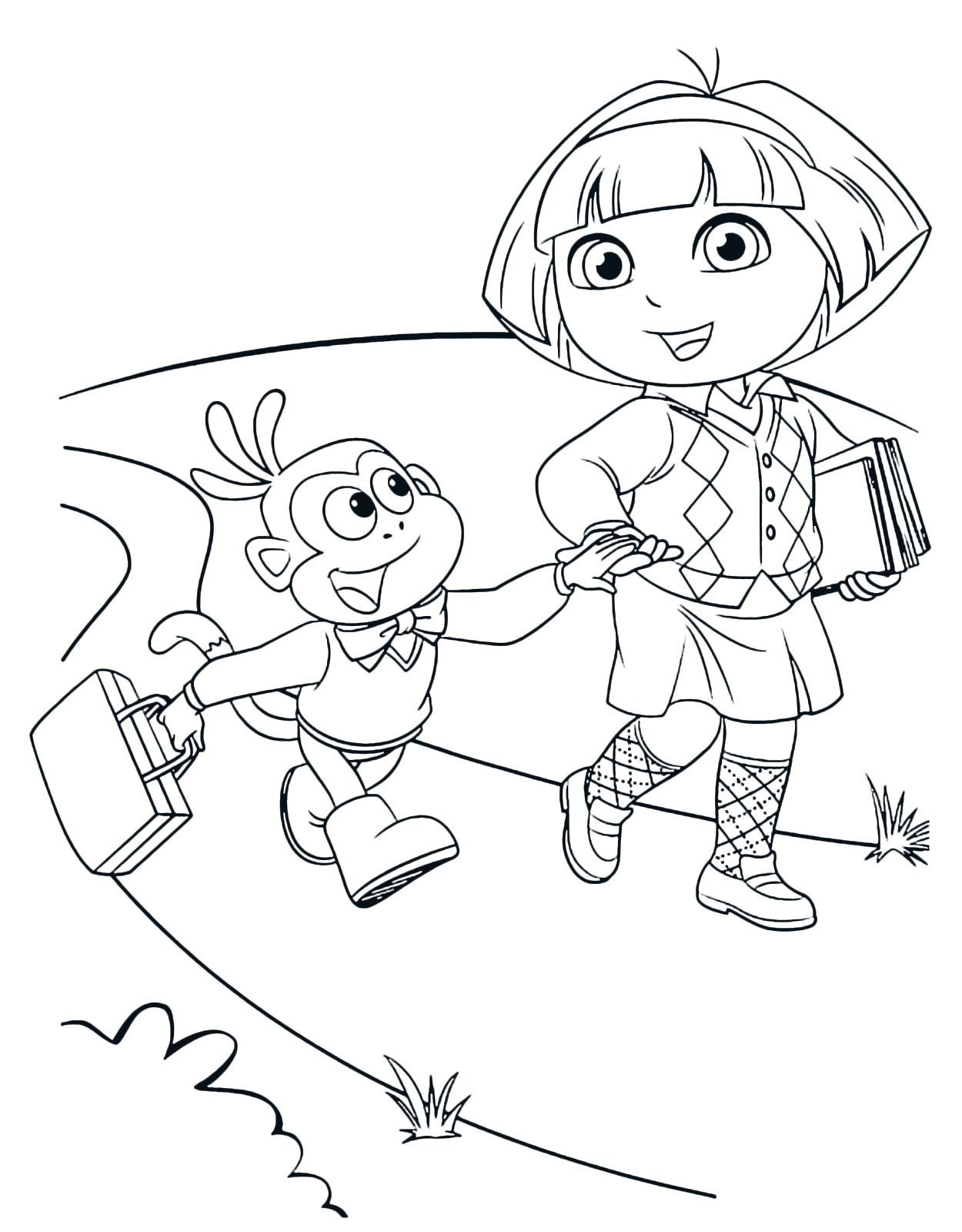 Dora l'esploratrice - Dora e Boots camminano per strada dandosi la mano