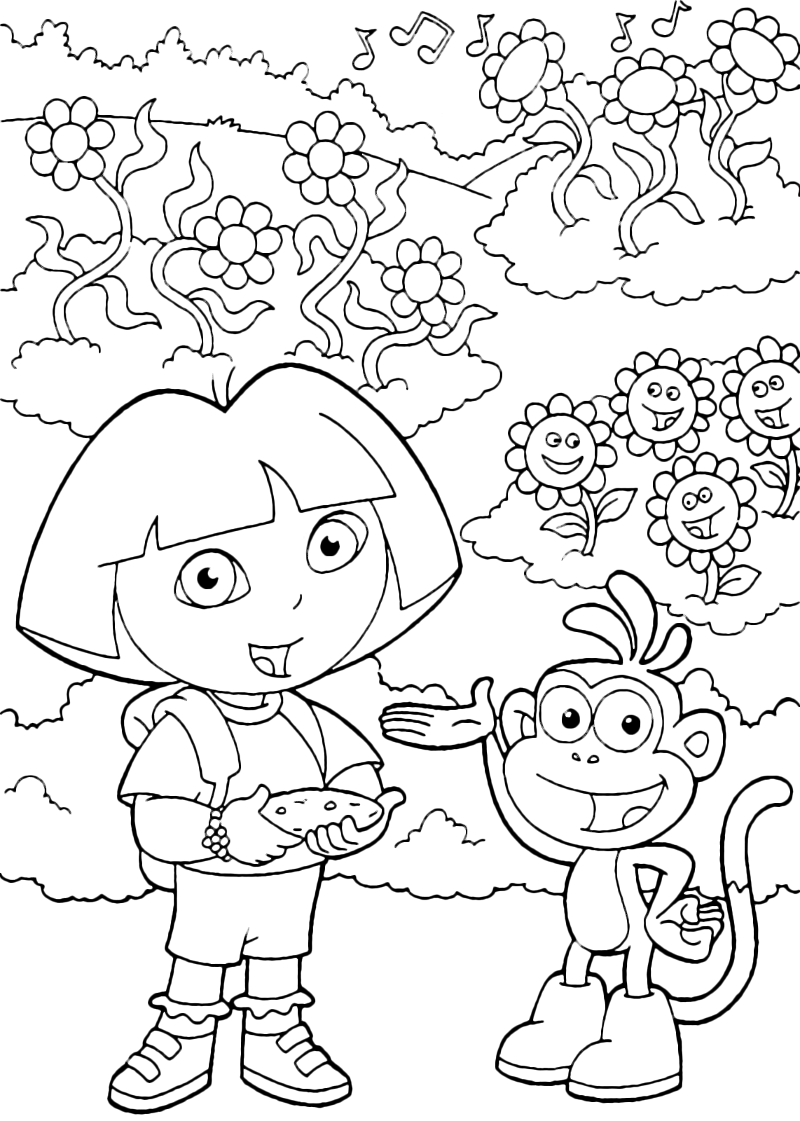 Dora l'esploratrice - Dora e Boots guardano i fiori ballare a ritmo di musica
