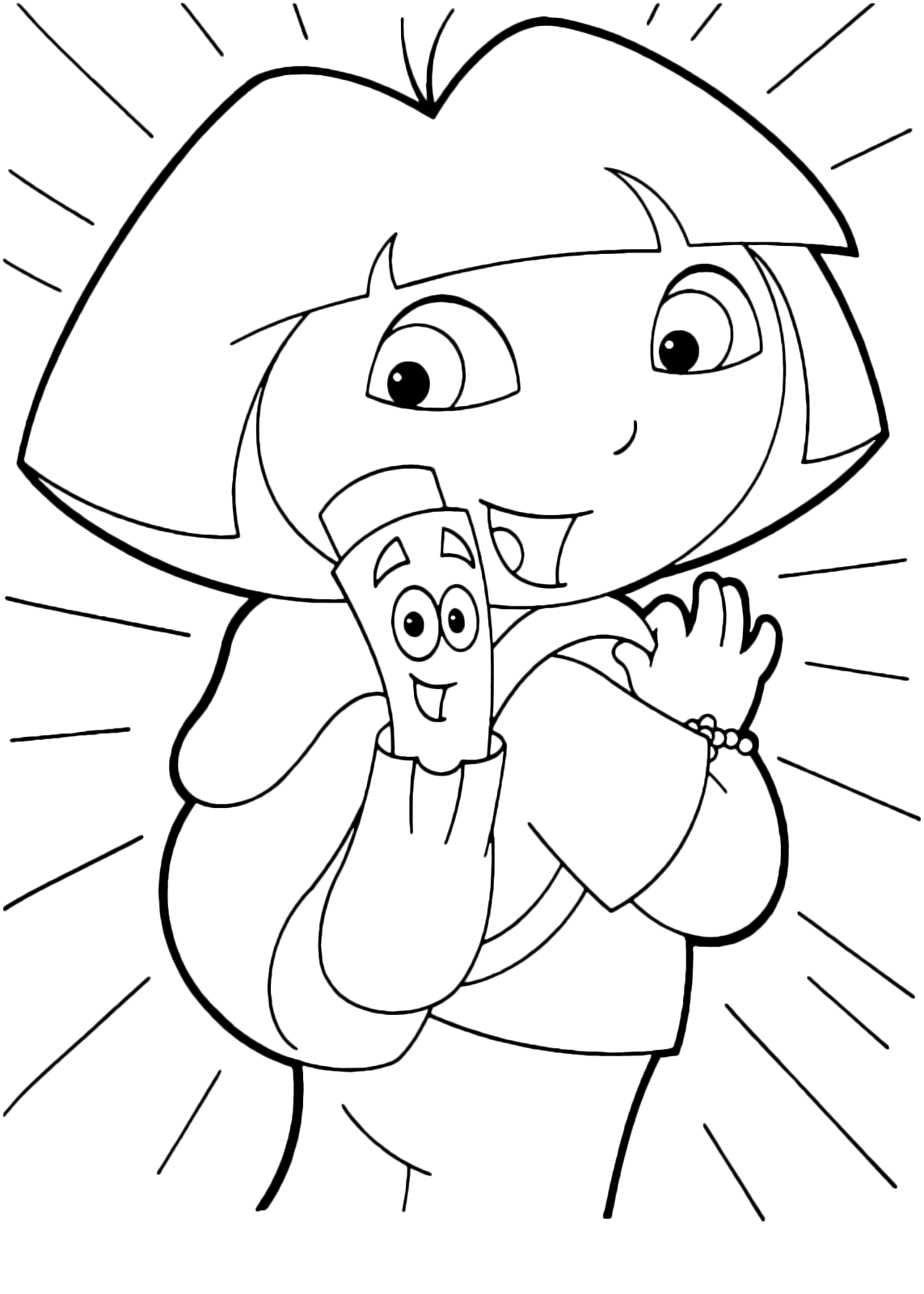 Dora l'esploratrice - Dora felice insieme a Mappa e a Zainetto