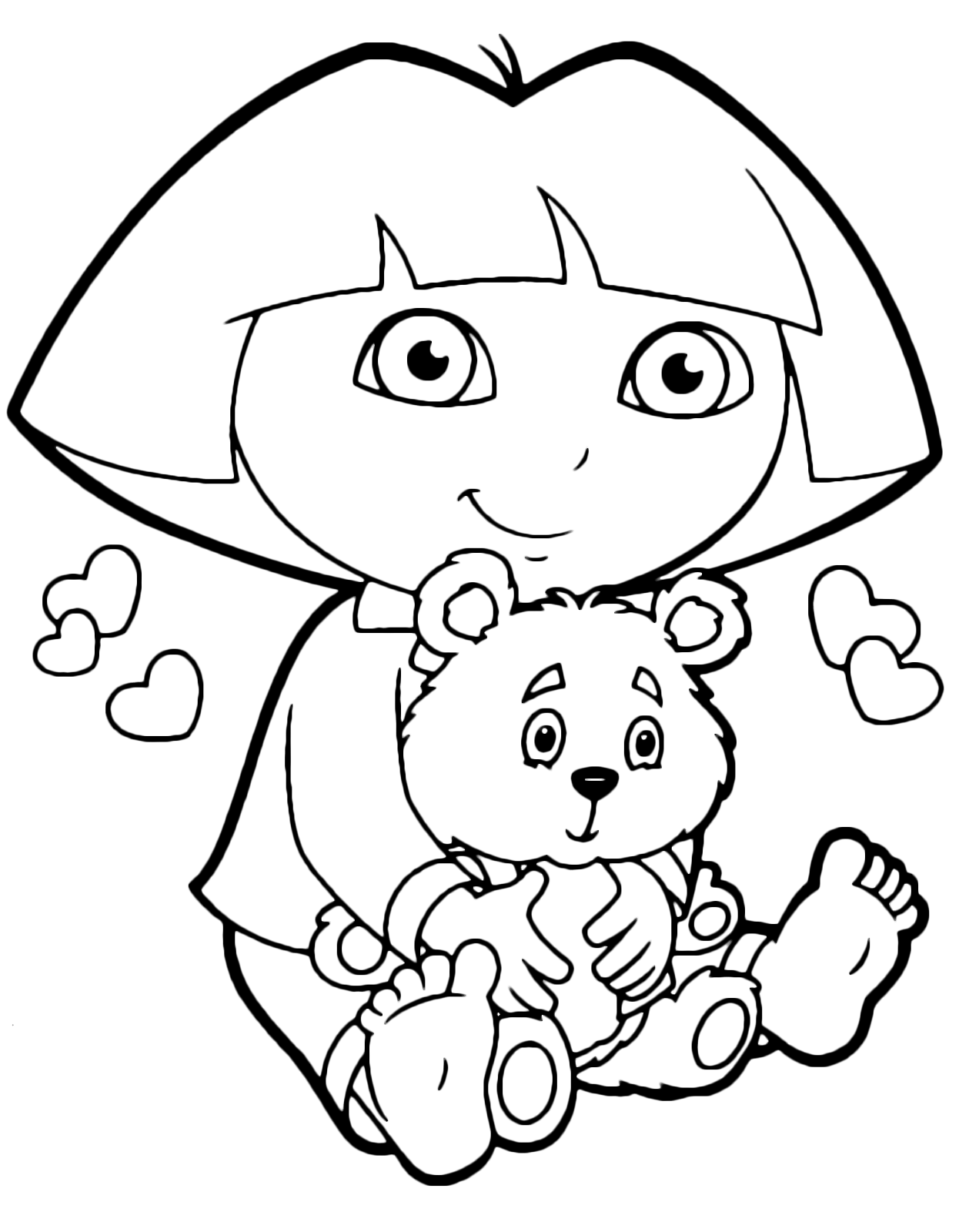 Dora l'esploratrice - Dora in pigiama seduta con il suo orsetto
