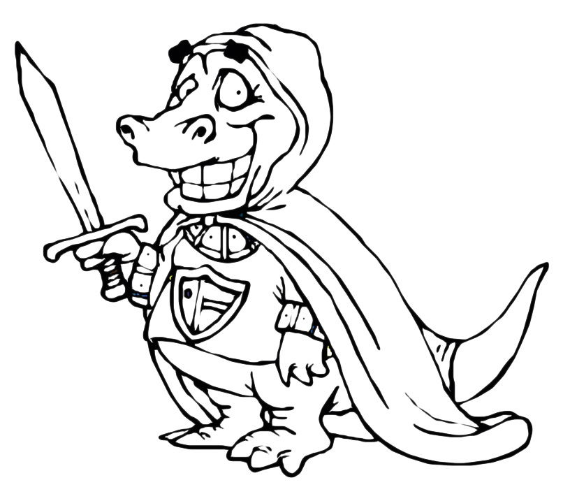 Draghi - Un drago vestito da cavaliere con spada e mantello