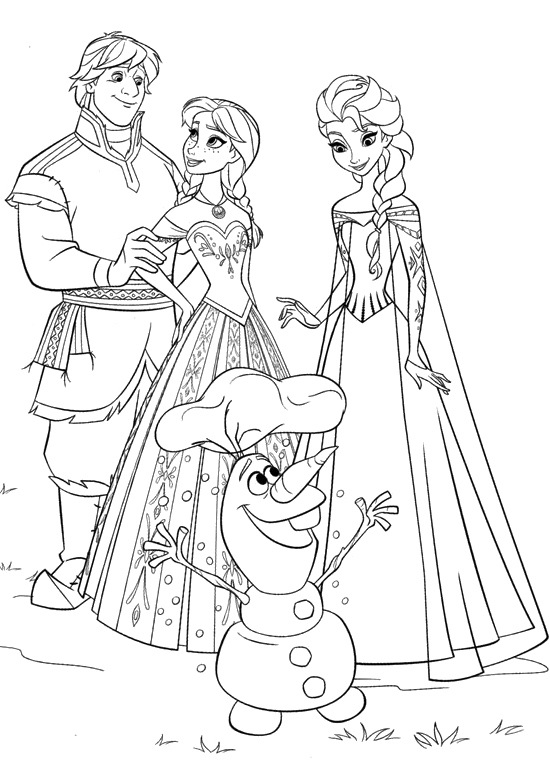 Frozen - Elsa Anna Kristoff e Olaf tutti insieme felici