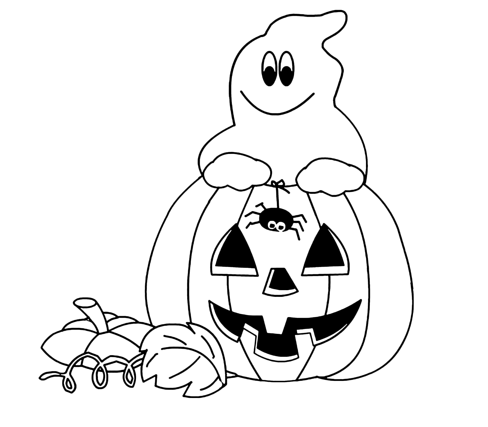 Halloween - Il fantasmino dentro la zucca con il ragnetto che scende dal filo