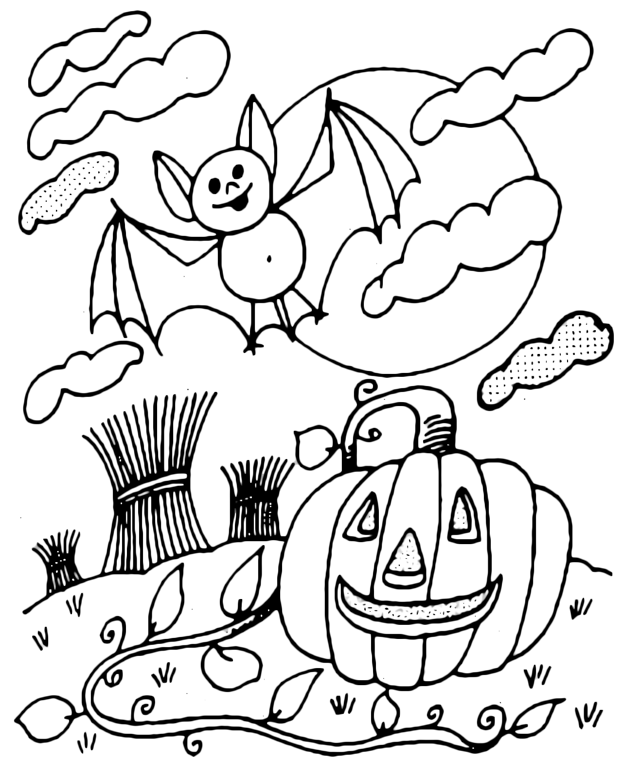 Halloween - Il pipistrello vola sopra la zucca