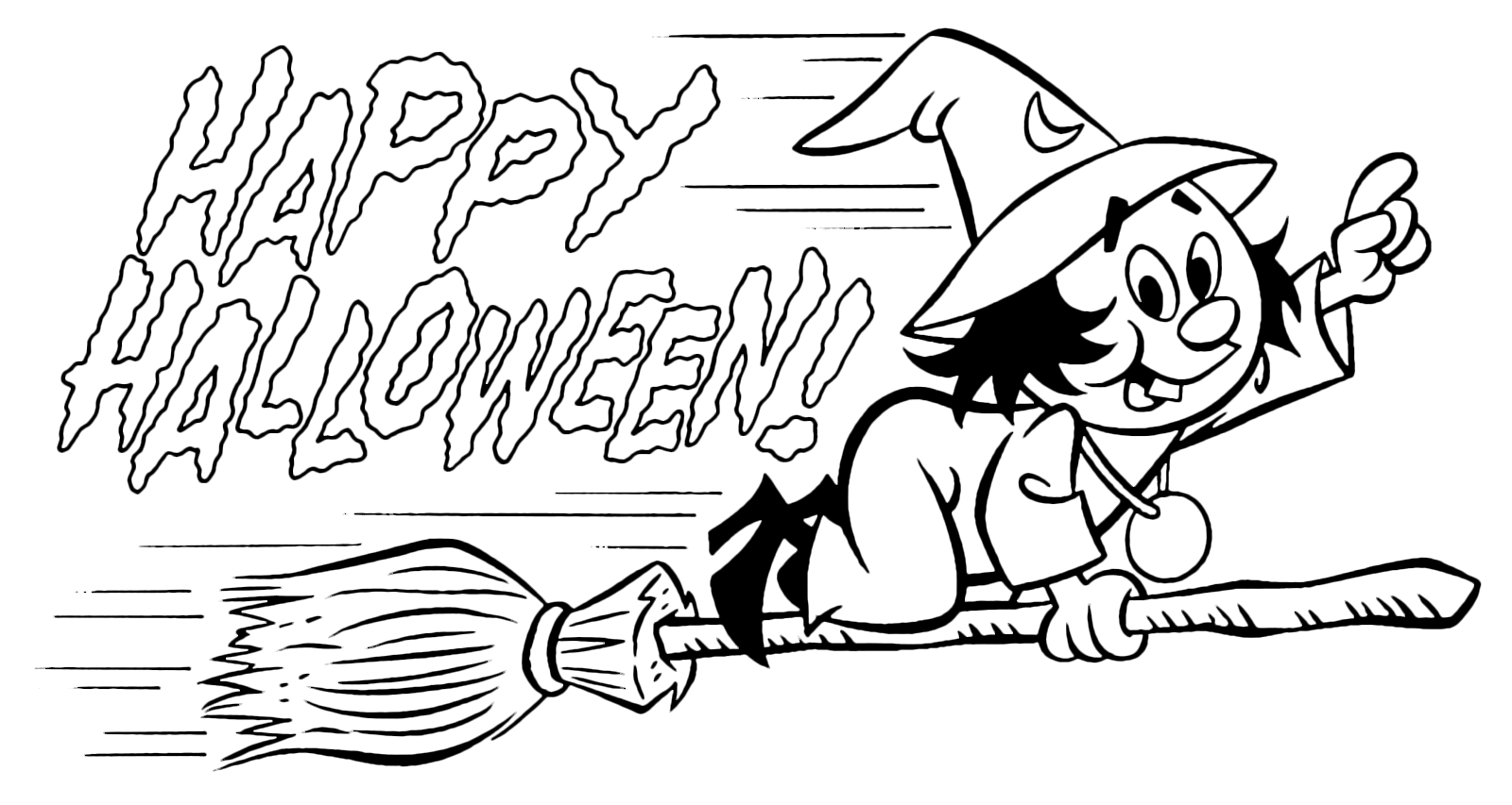Halloween - La strega vola a tutta velocità sulla sua scopa