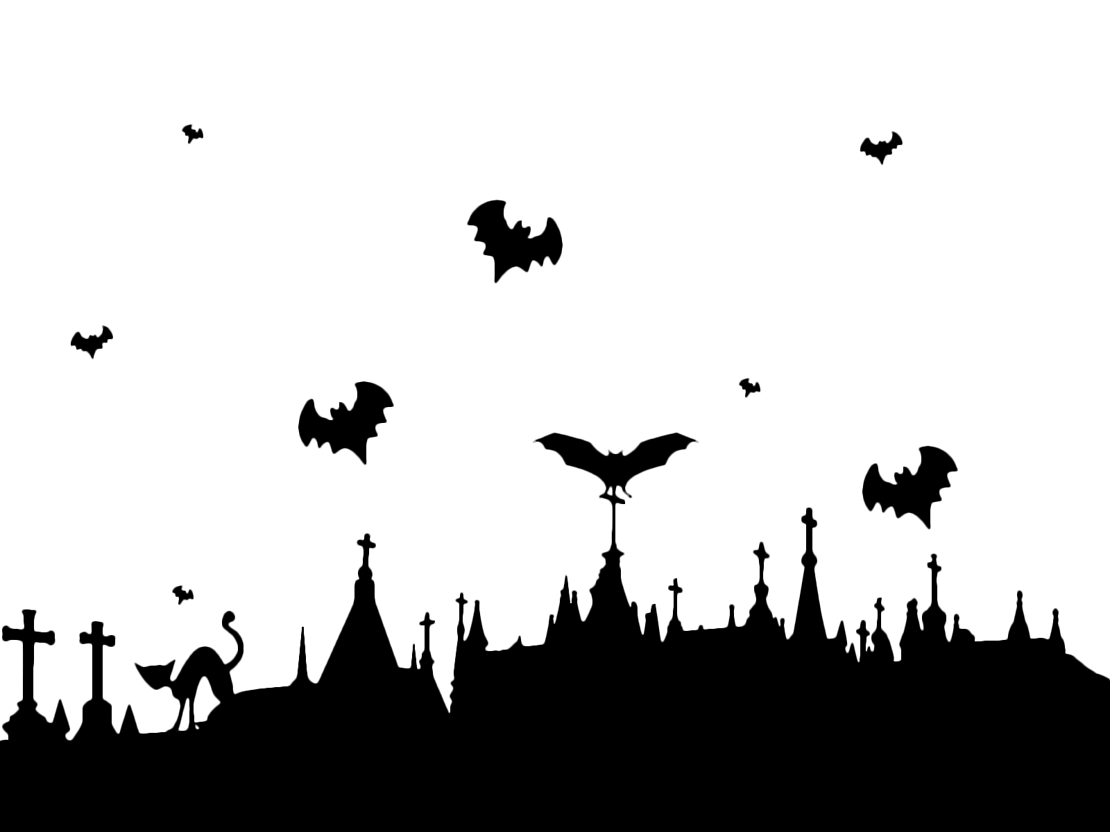 Halloween - Paesaggio spettrale con tombe e pipistrelli