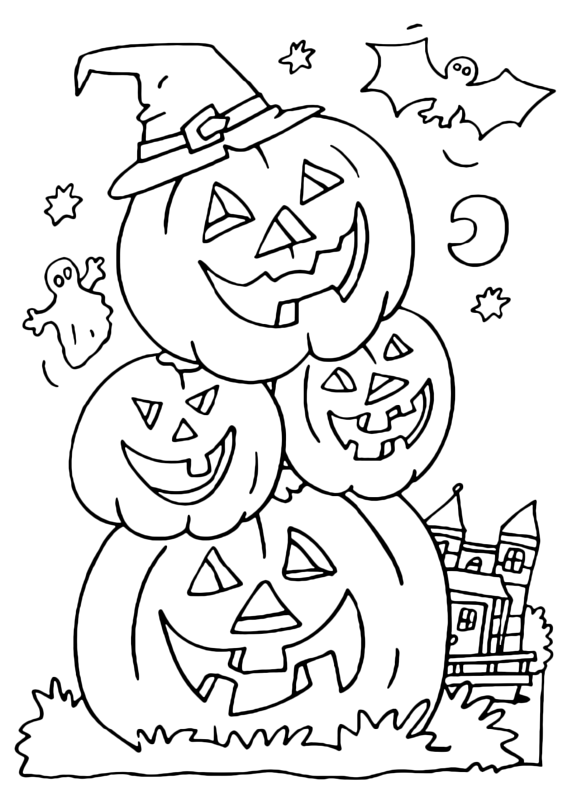 Halloween - Quattro zucche una sopra l'altra che ridono