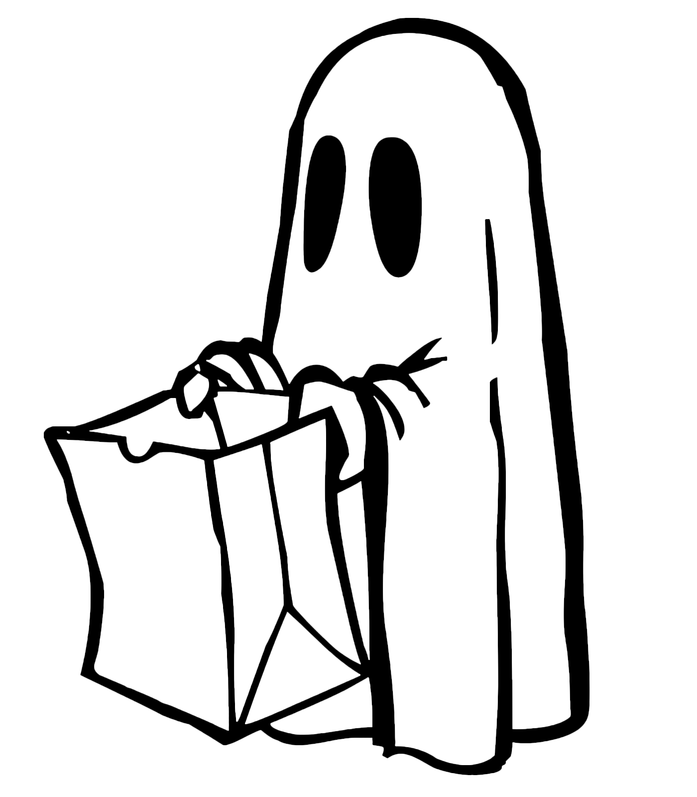 Halloween - Un bambino vestito da fantasma chiede dolcetto o scherzetto