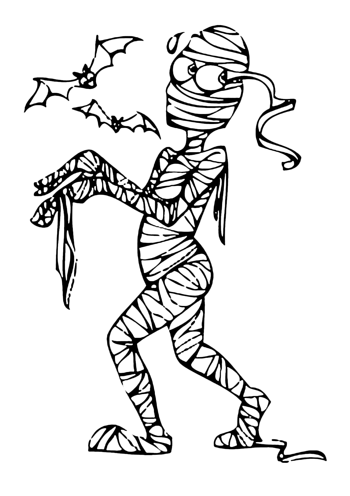 Halloween - Una mummia che cammina mentre i pipistrelli la seguono