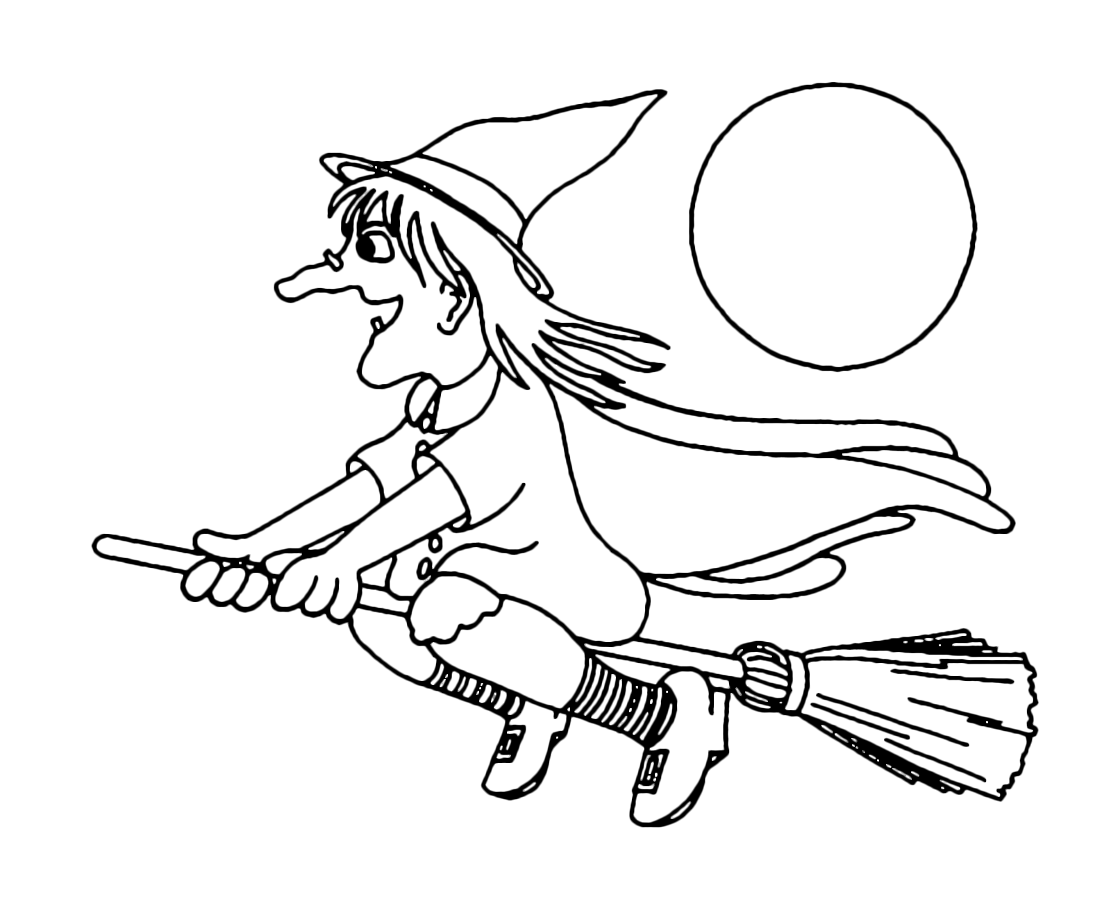 Halloween - Una strega vola felice al chiaro di luna