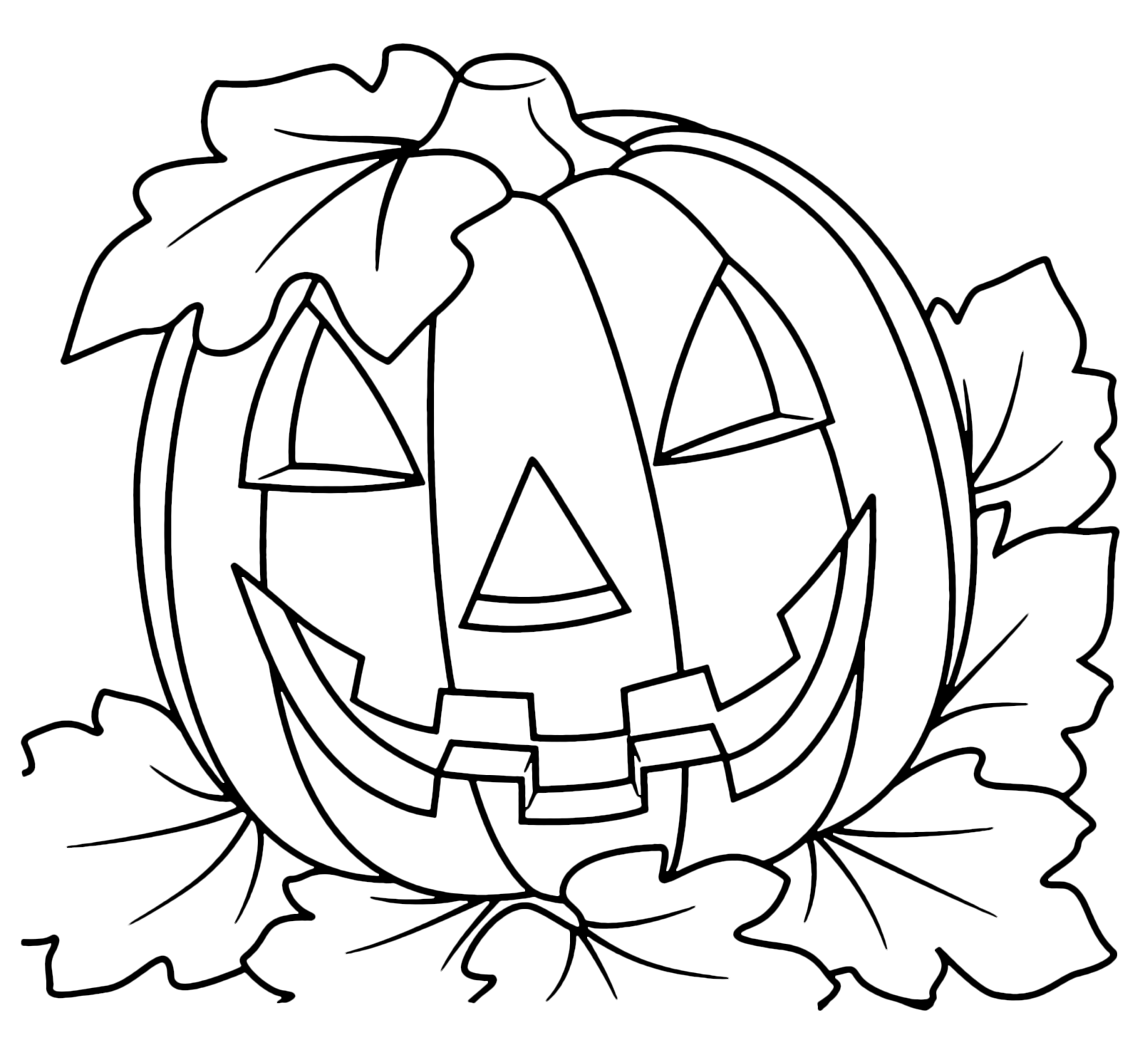 Halloween - Una zucca di Halloween con le foglie attaccate