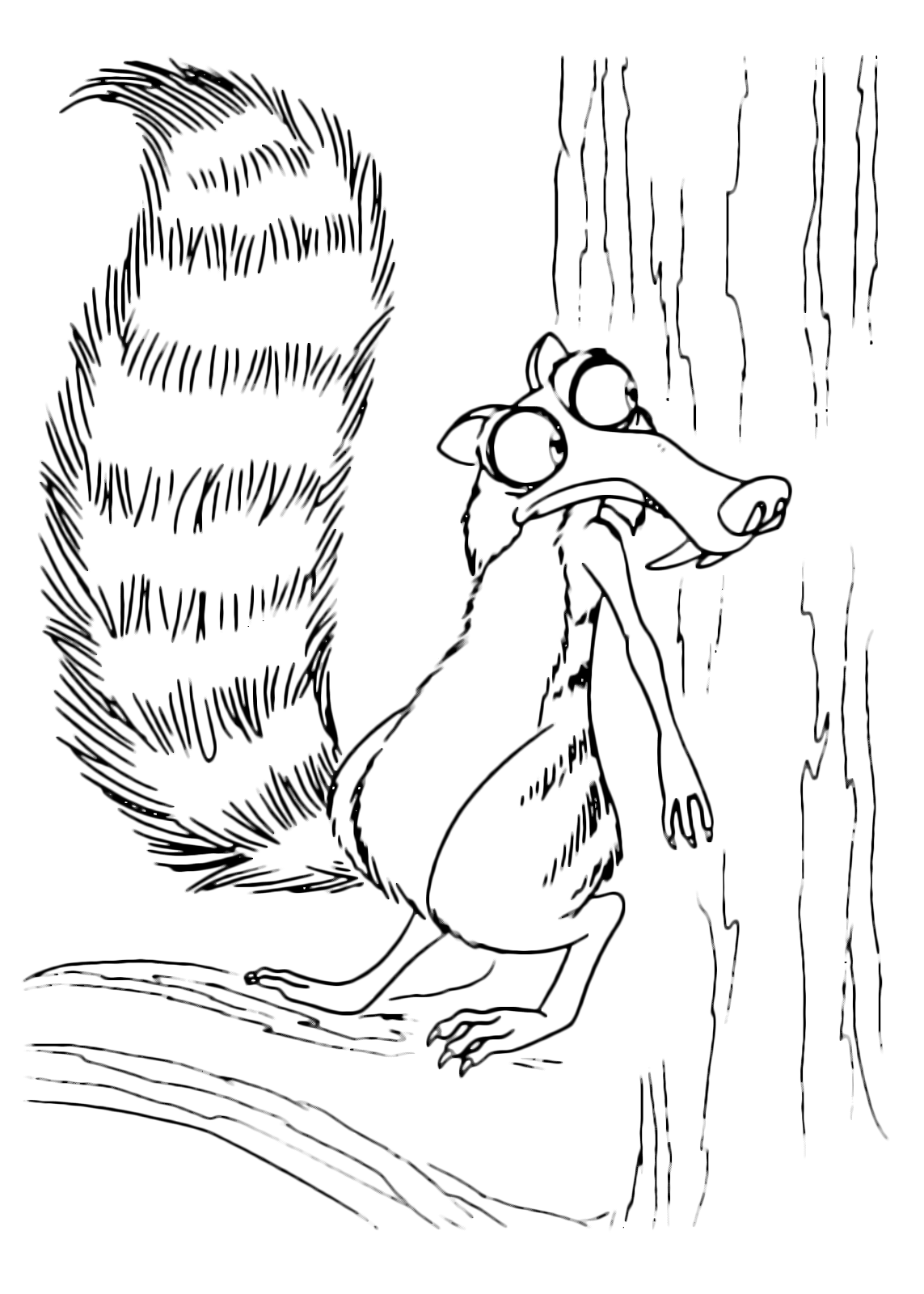 L'era glaciale - Scrat lo scoiattolino si nasconde dietro il tronco di un albero