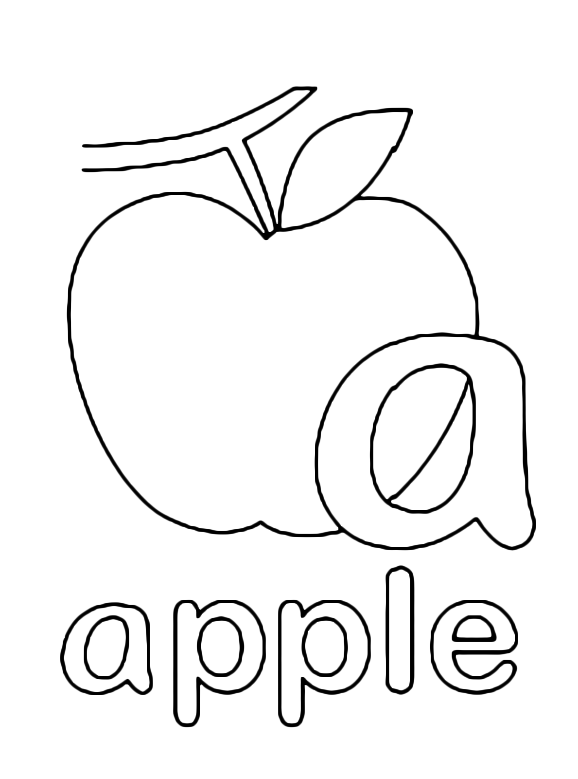 Lettere e numeri - Lettera a in stampato minuscolo di apple (mela) in Inglese