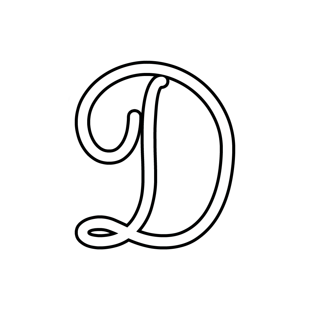 Lettere e numeri - Lettera D corsivo maiuscolo
