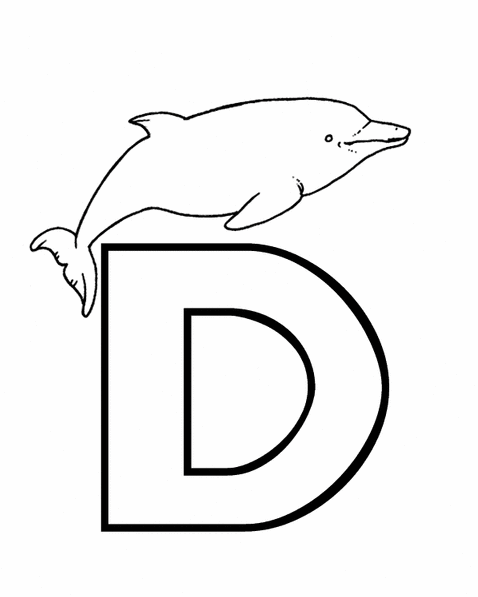 Lettere e numeri - Lettera D di delfino in stampatello