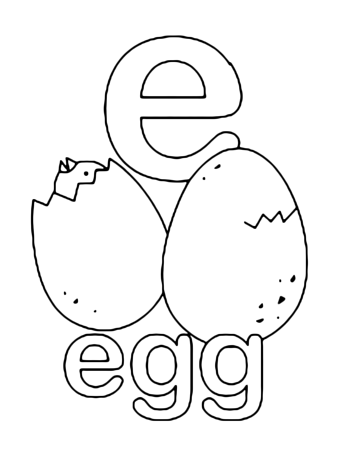 Lettere e numeri - Lettera e in stampato minuscolo di egg (uovo) in Inglese