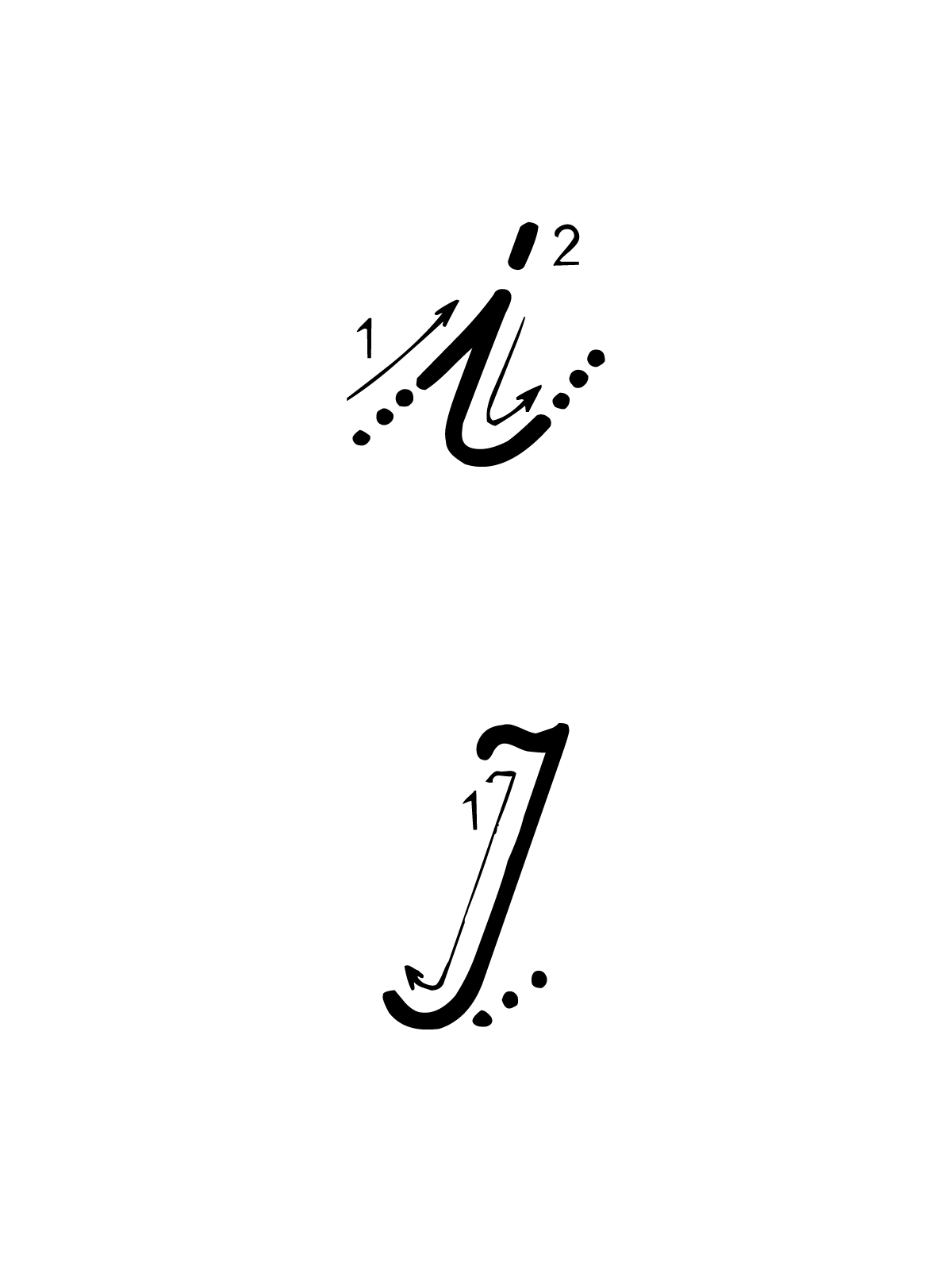 Lettere e numeri - Lettera I con indicazioni movimento corsivo maiuscolo e minuscolo