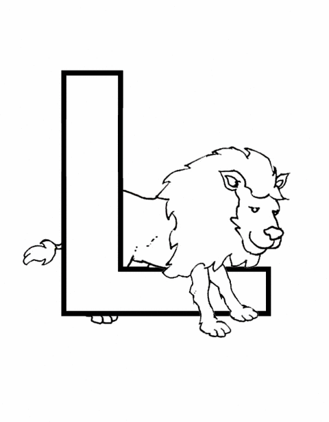 Lettere e numeri - Lettera L di leone in stampatello