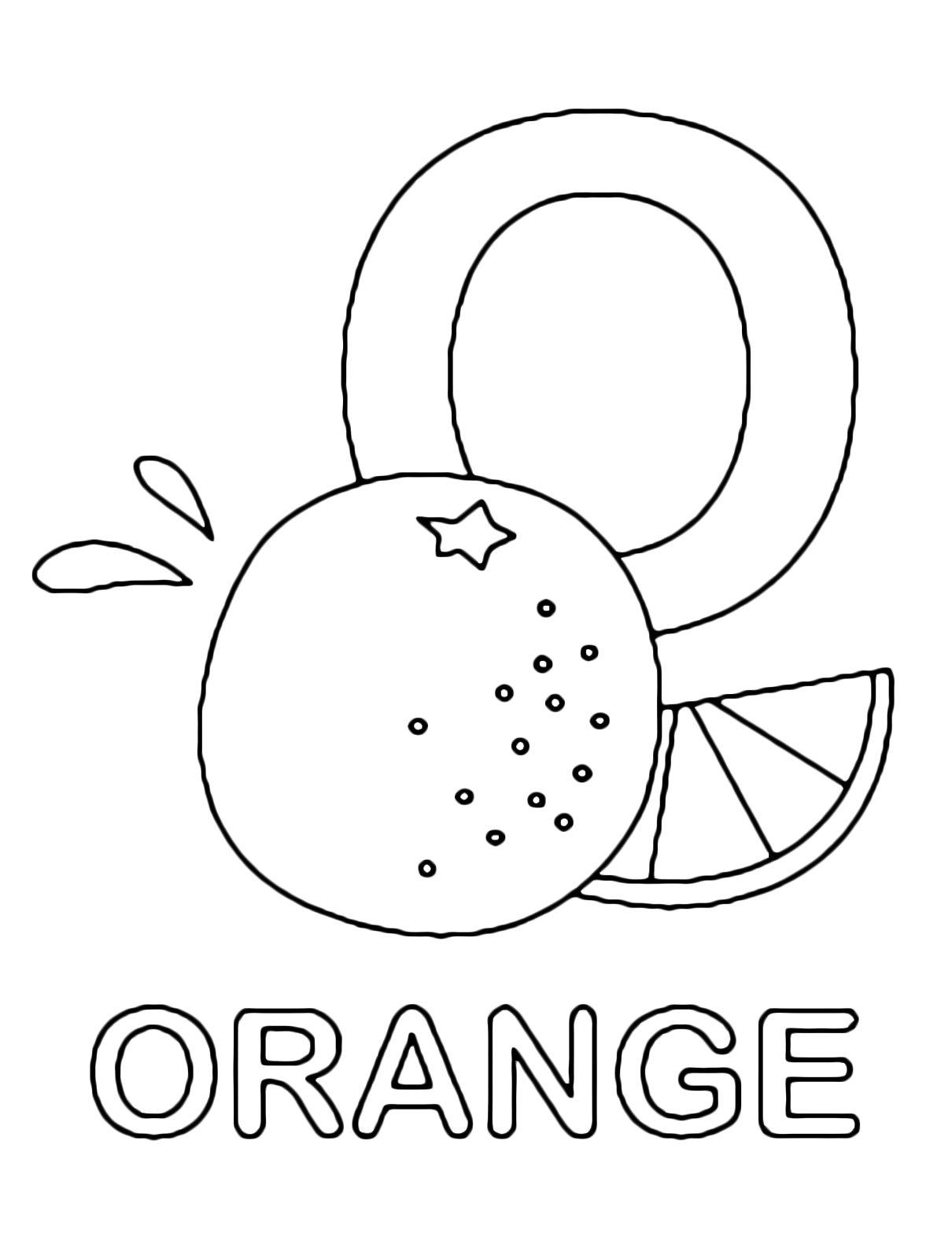 Lettere e numeri - Lettera O in stampatello di orange (arancia) in Inglese