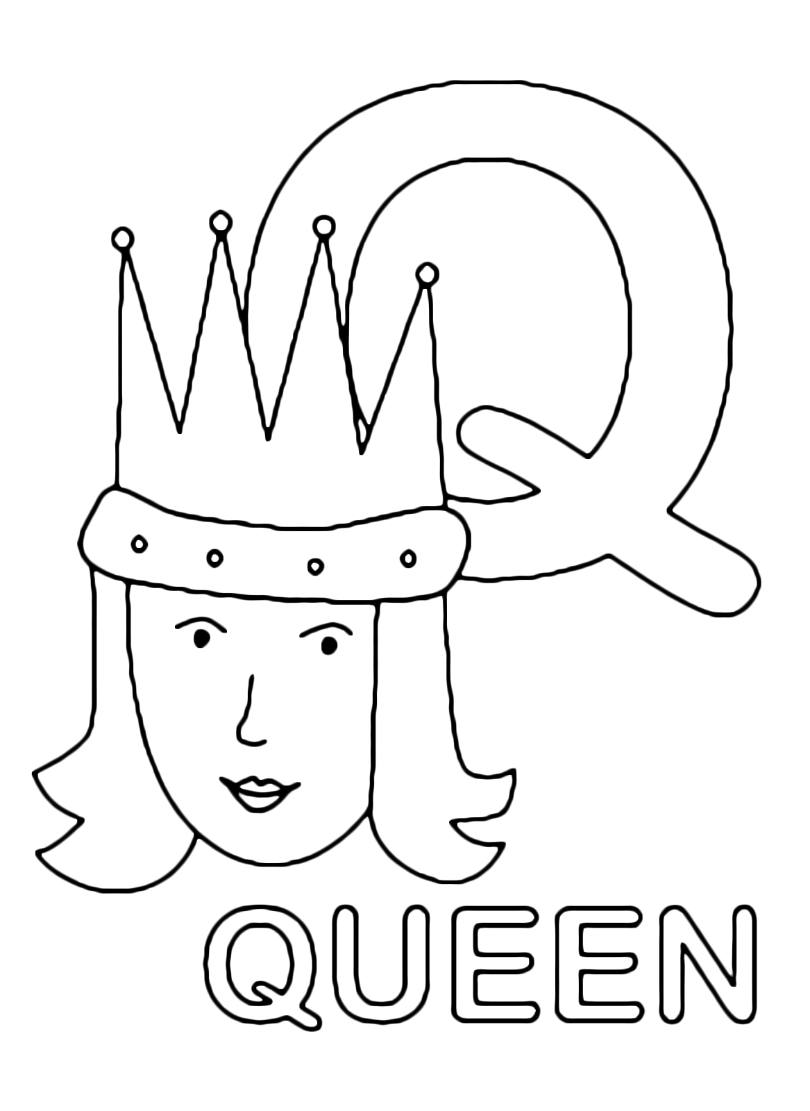 Lettere e numeri - Lettera Q in stampatello di queen (regina) in Inglese