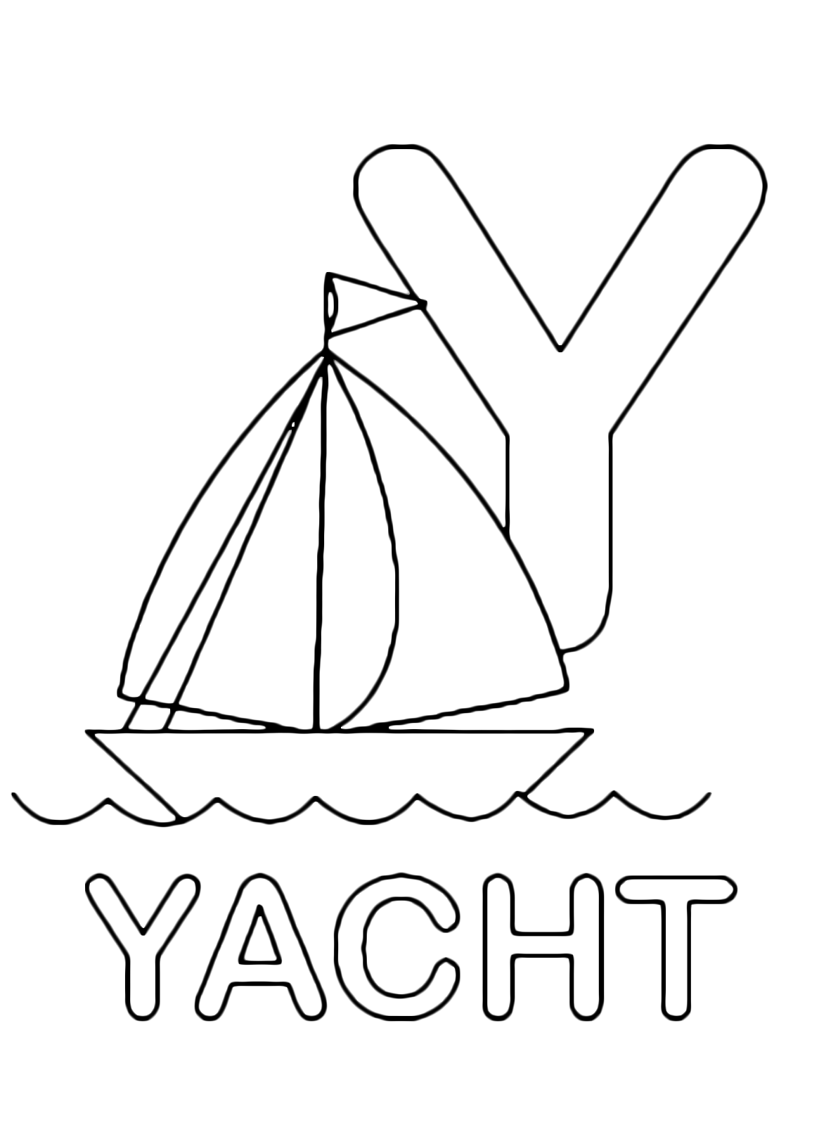Lettere e numeri - Lettera Y in stampatello di yacht (barca) in Inglese
