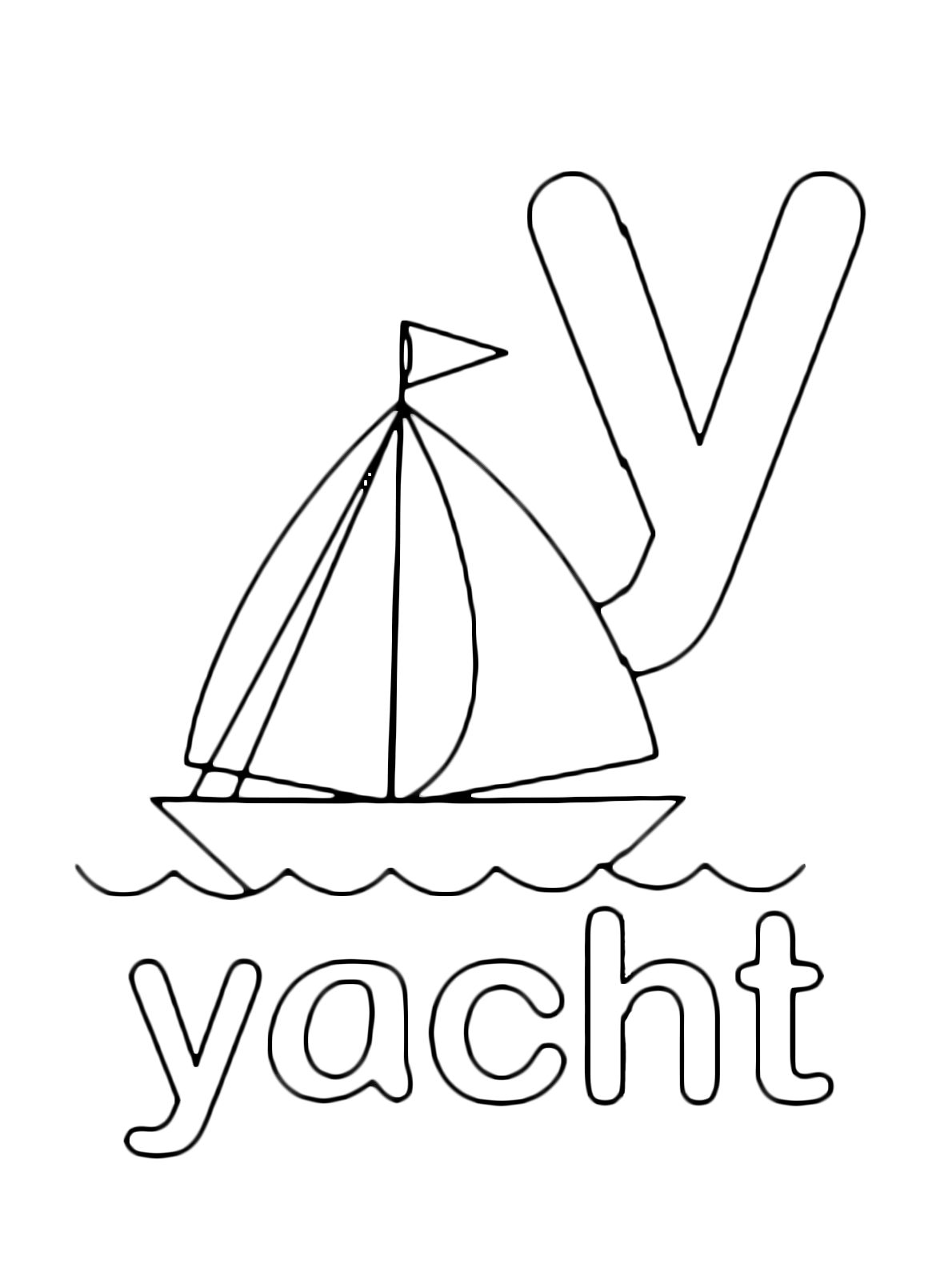 Lettere e numeri - Lettera y in stampato minuscolo di yacht (barca) in Inglese