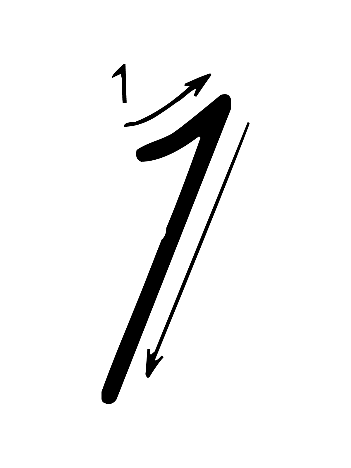Lettere e numeri - Numero 1 (uno) con indicazioni movimento corsivo