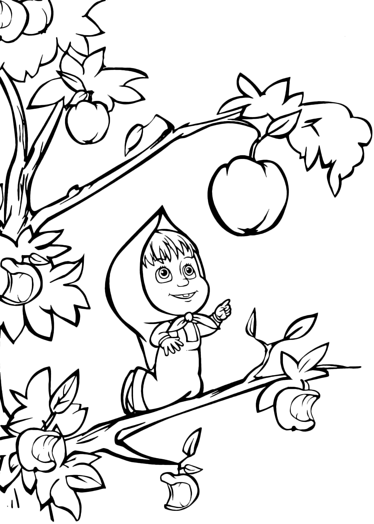 Masha e Orso - Masha cerca di raccogliere una mela dall'albero