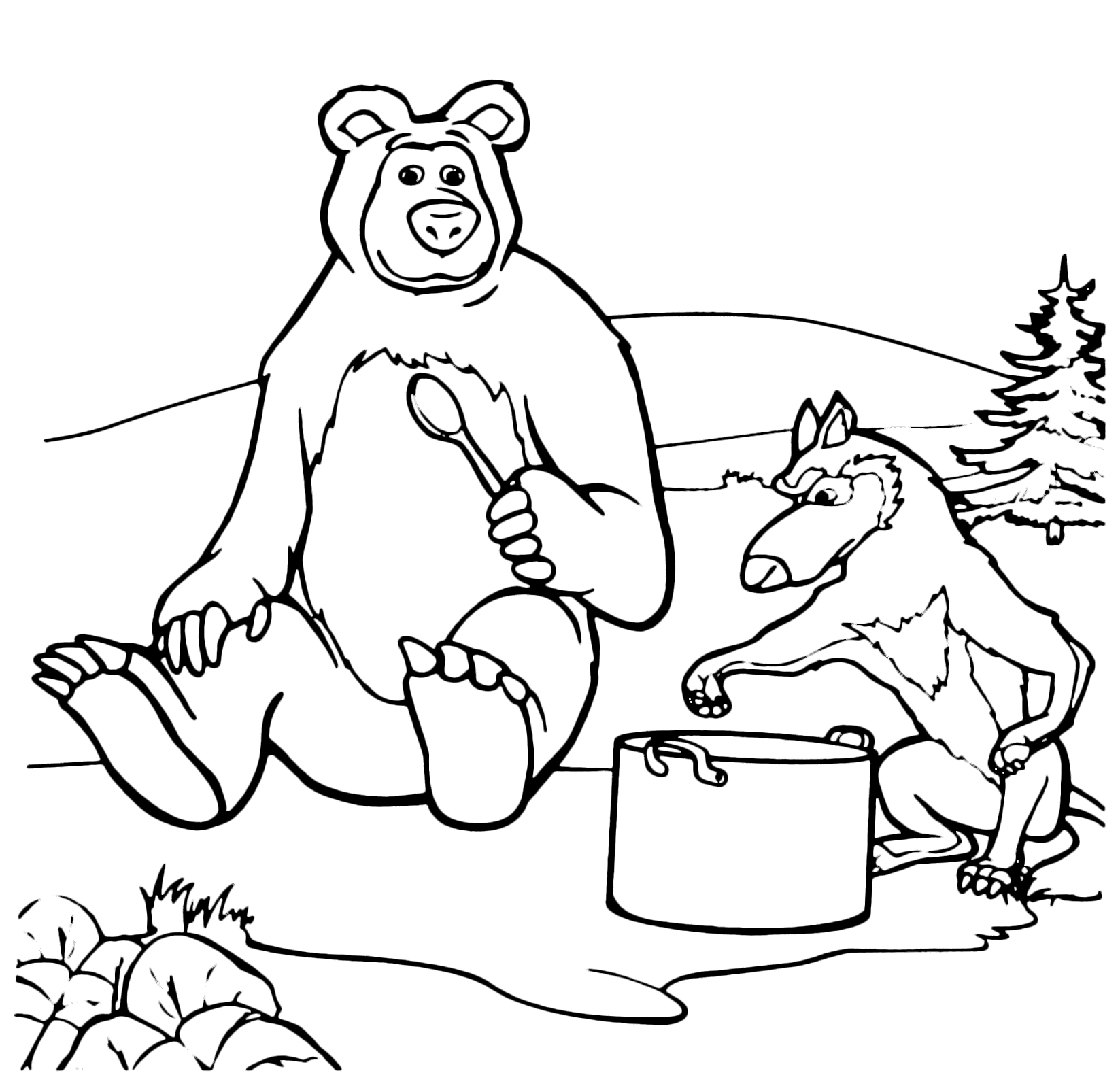 Masha e Orso - Orso e Lupo mangiano assieme