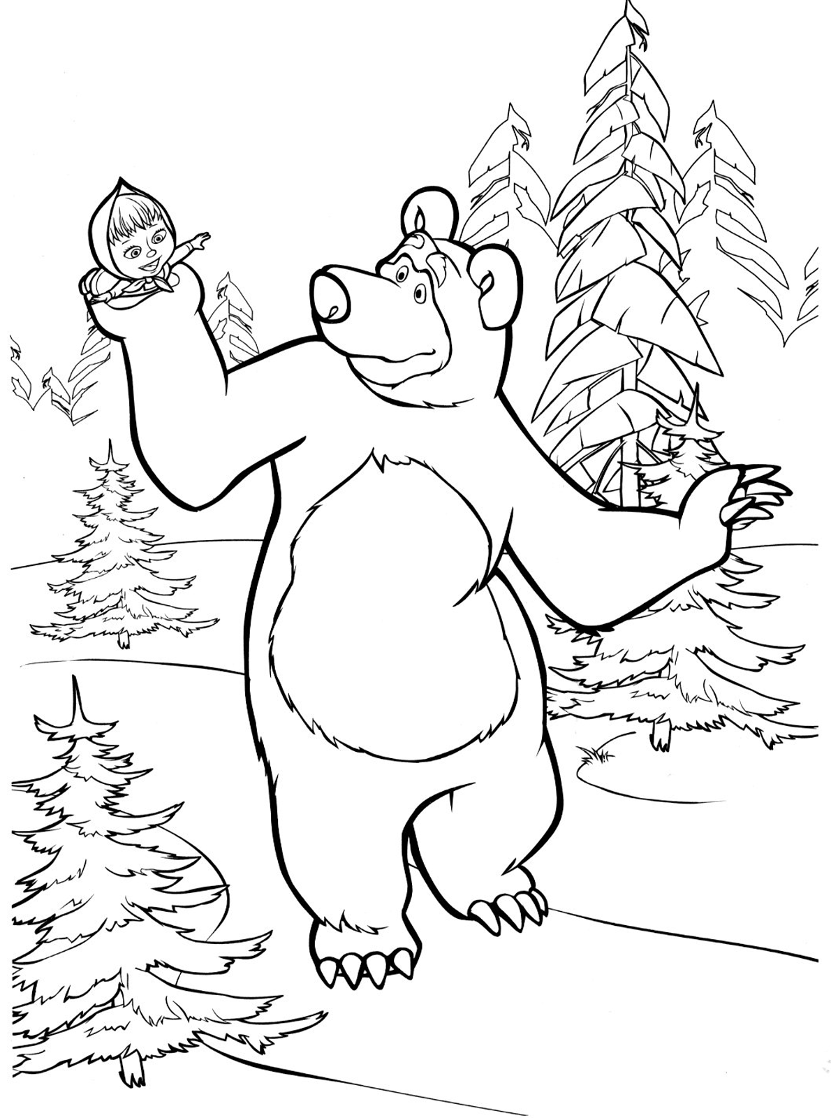 Orso nella foresta - Disegno da colorare per adulti Online & Stampa