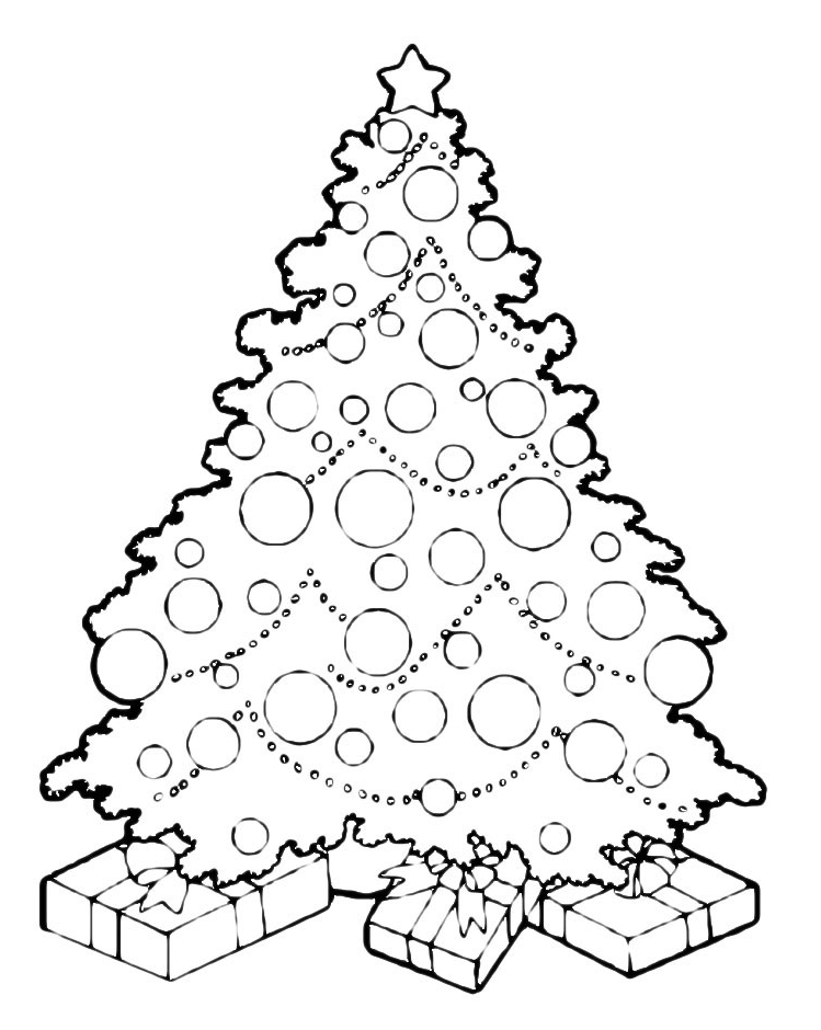 Albero Di Natale Con Regali Da Colorare.Natale Albero Di Natale Addobbato Con Regali