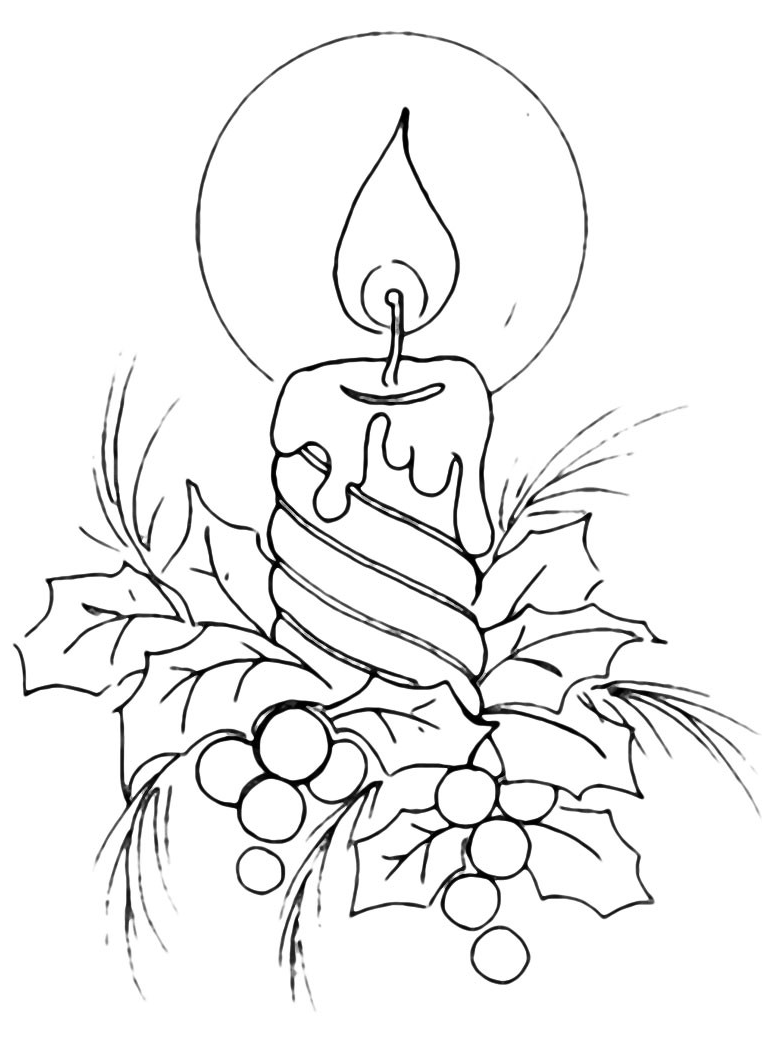 Disegni Candele Di Natale.Natale Candela Di Natale Con Vischio