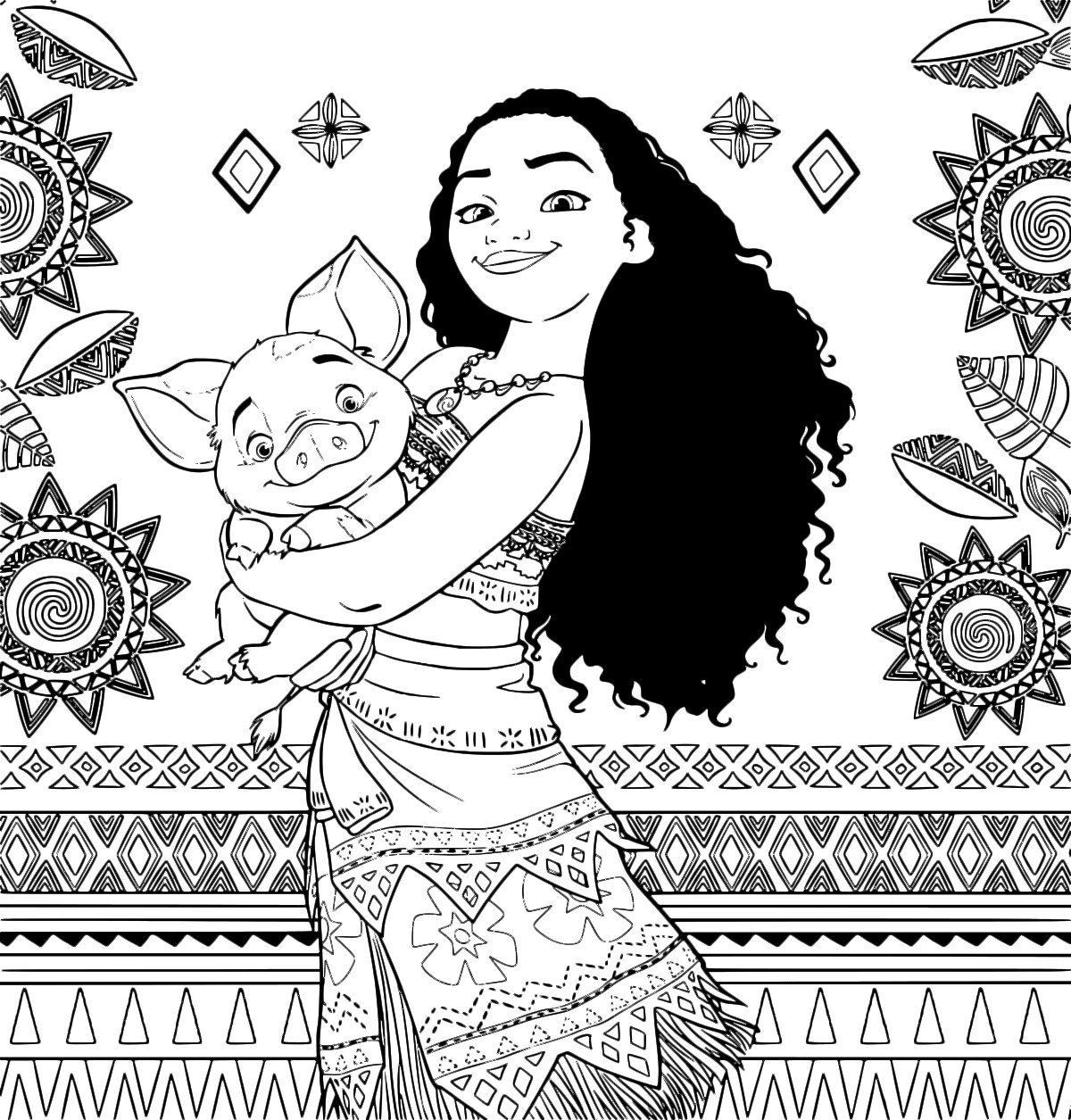 Oceania - La principessa Vaiana con il maialino vietnamita Pua