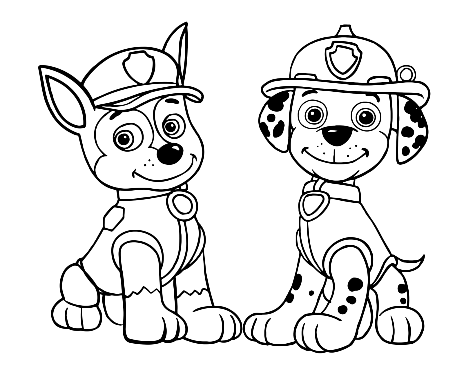 PAW Patrol Chase e Marshall seduti guardano molto