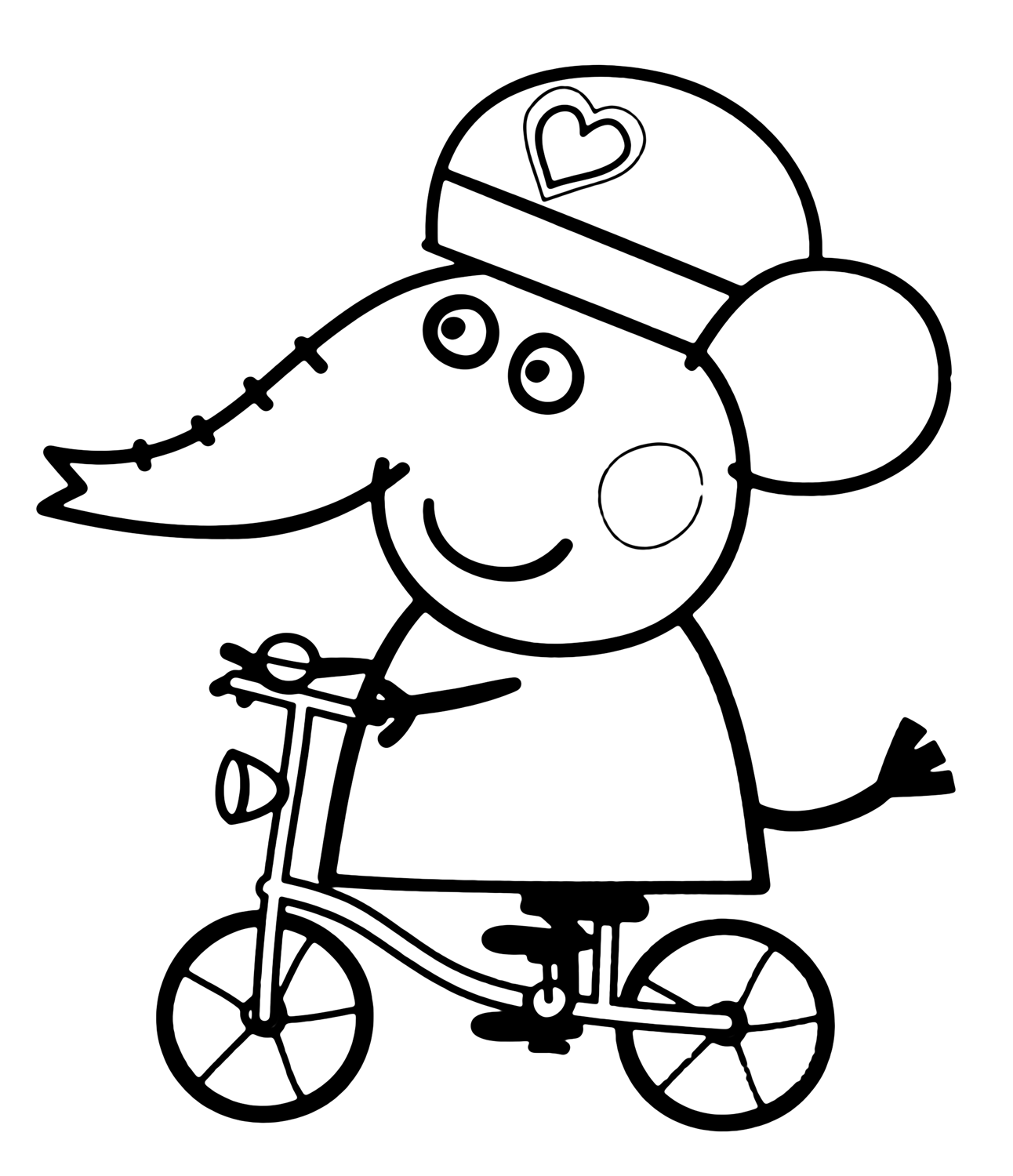 Peppa Pig Emily elefante in bicicletta con il casco I bambini piccoli sono affascinati dal