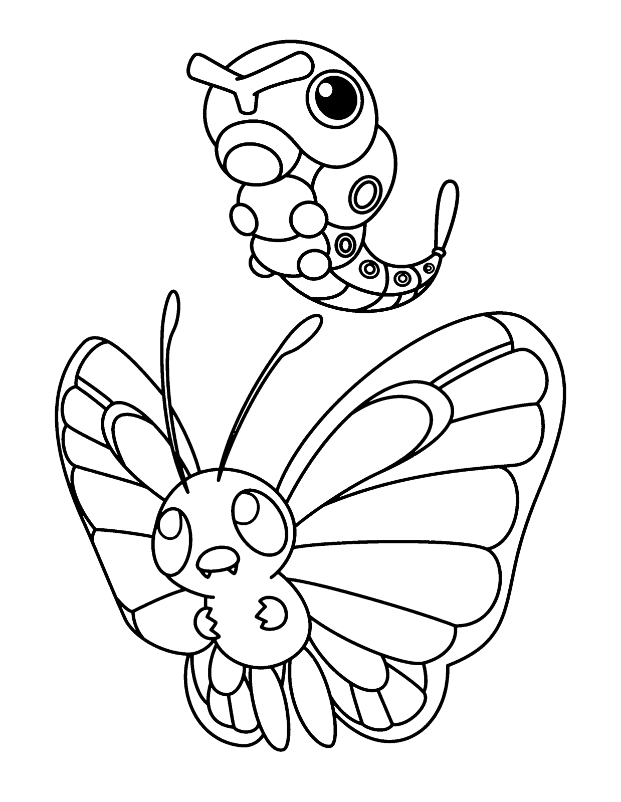 Pokémon - Gen. 1 - Butterfree assieme a Caterpie