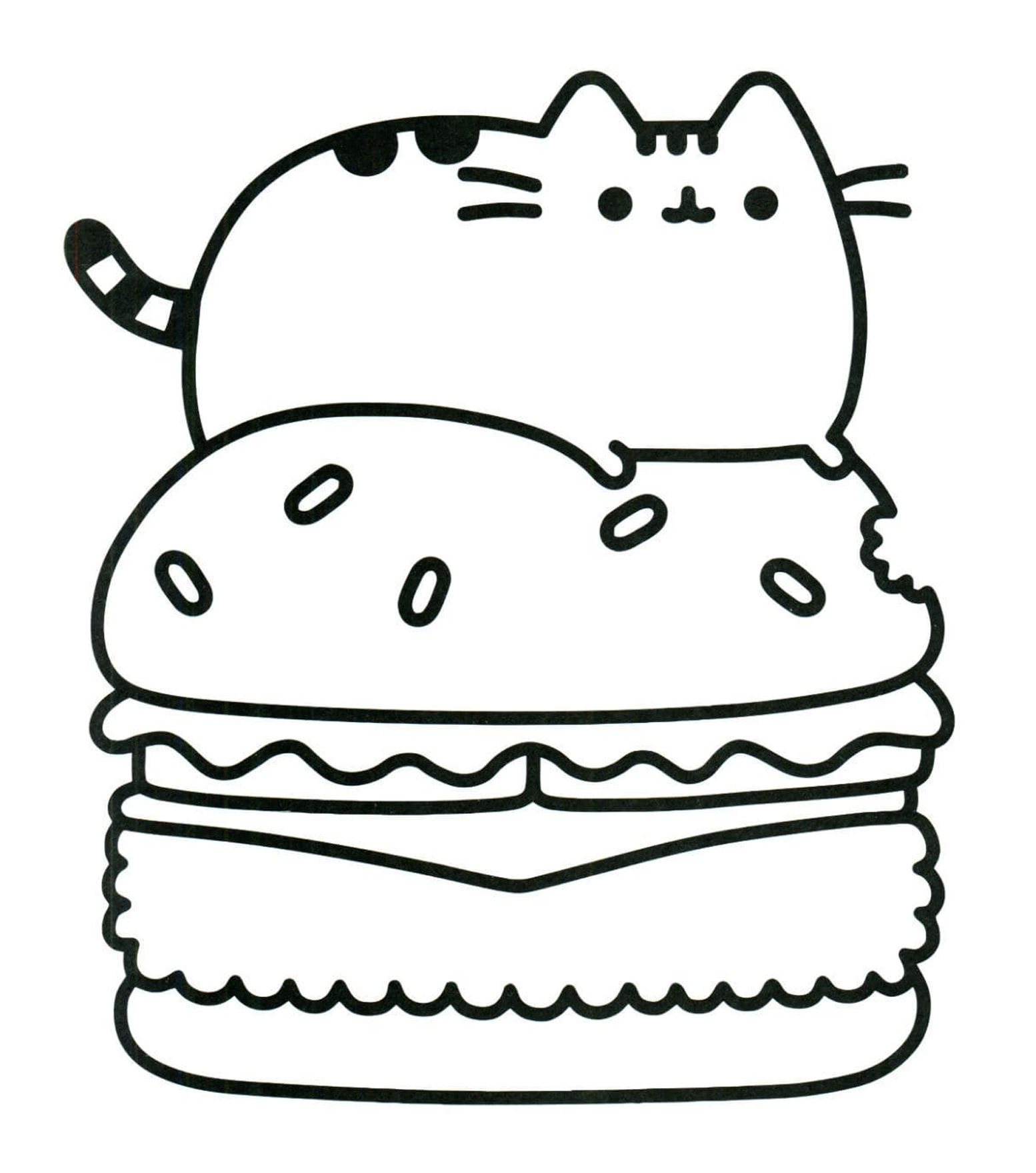 Pusheen Cat - Pusheen Cat sull'Hamburger super farcito
