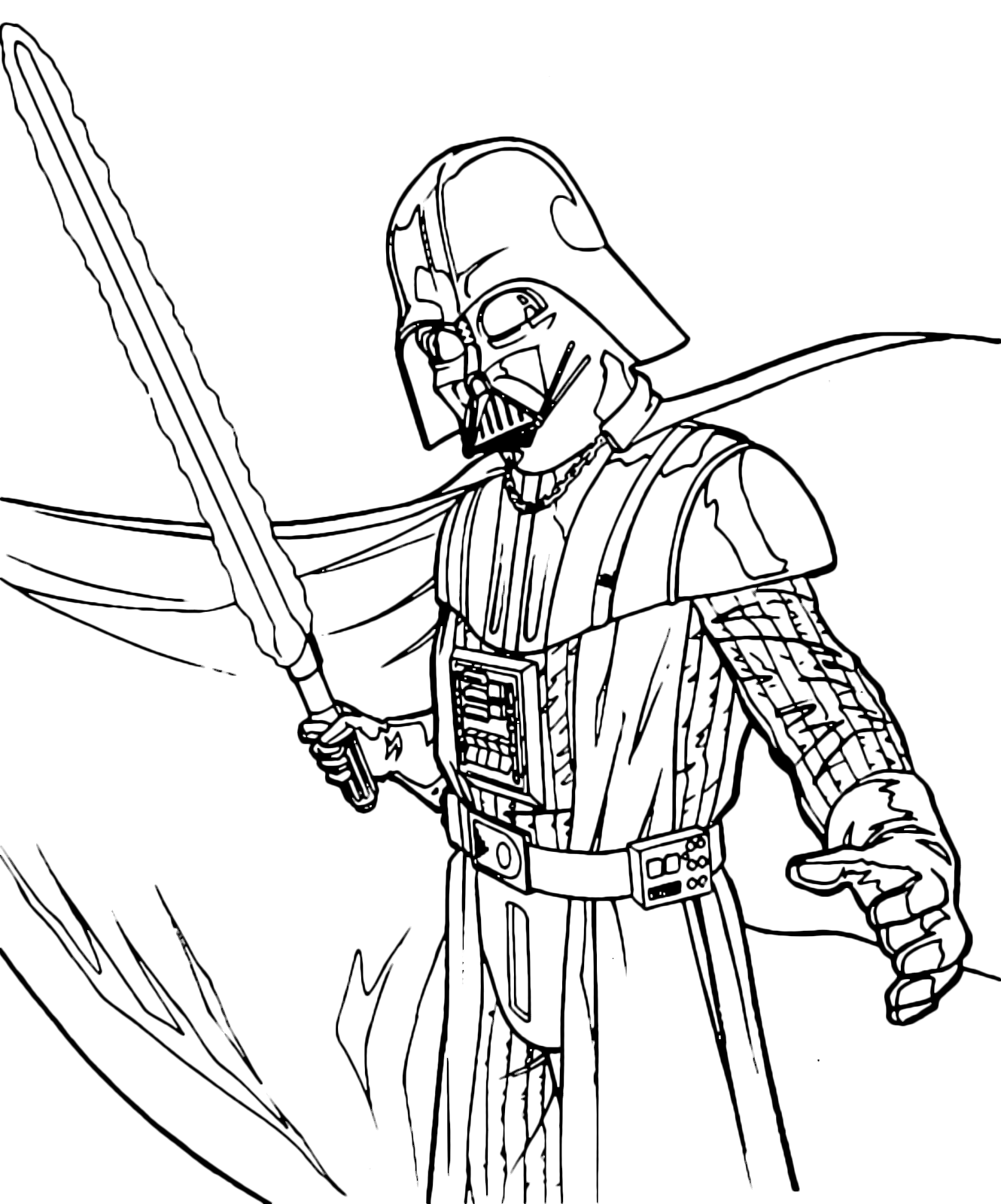 Star Wars Dart Fener con la sua spasa laser Coloring Pages Disegni da Colorare