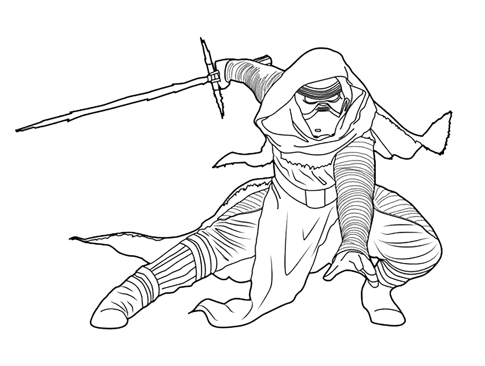 Kylo Ren pronto all attacco con la sua spada laser