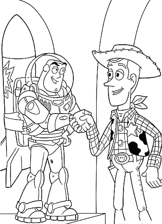 Toy Story - Woody stringe la mano a Buzz Lightyear